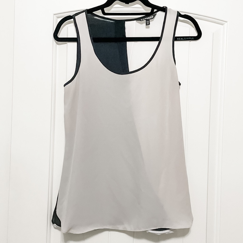 Express Color Block Open Back Sleeveless Tank Women’s Small Black White Cream